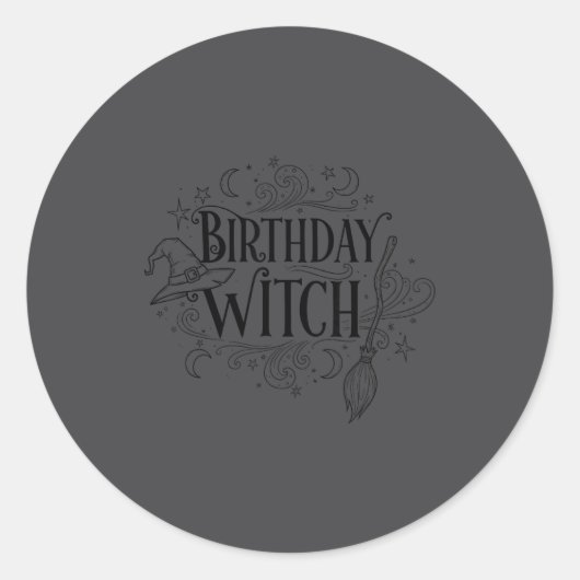 Cute Funny Witch Witchy Birthday Witches Happy Wom ラウンドシール (正面)