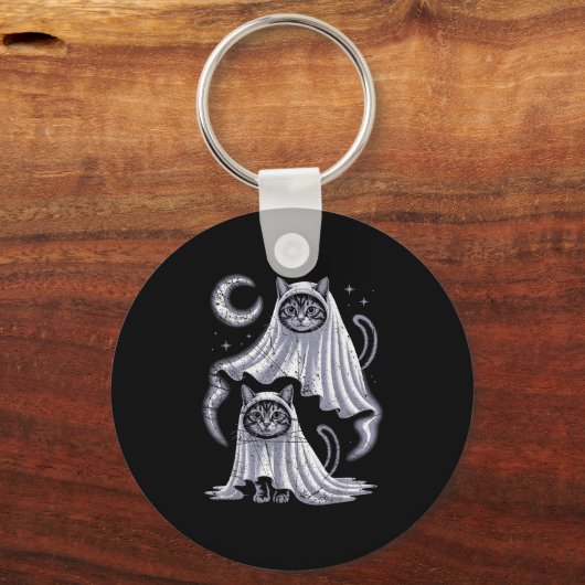 Cute Funny Wizard Cat Ghost Weird Kitten Meme Hall キーホルダー (正面)