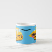 Cute funny yellow bulldozer cartoon character エスプレッソカップ (正面)