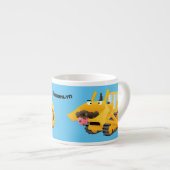 Cute funny yellow bulldozer cartoon character エスプレッソカップ (正面右)