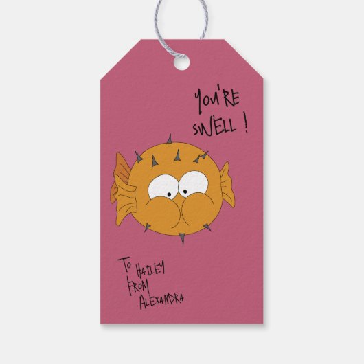 Cute Funny You’re Swell Puffer Fish Pun  ギフトタグ (裏面)