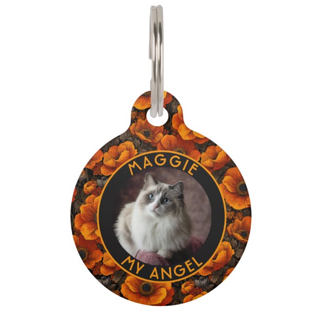 Cute Fur Mom Gift Anemones Floral ペット　ネームタグ (正面)