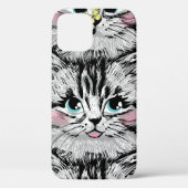 Cute furry kitten face seamless pattern. Illustrat Case-Mate iPhoneケース (裏面)
