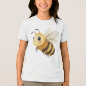 Cute Fuzzy Bumblebee Illustration トライブレンドTシャツ (正面)