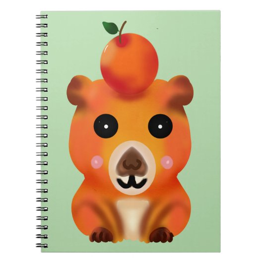 Cute Fuzzy Capybara with Orange | Kawaii Animal Ar ノートブック (正面)