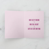 Cute Fuzzy Valentine Character Holding Heart シーズンカード (内部)