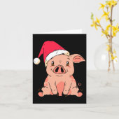 Cute G With Santa Claus Hat Christmas Long Sleeve  カード (黄色い花)