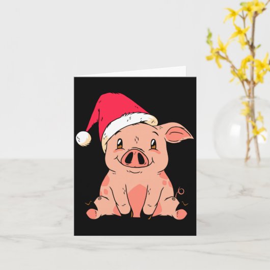 Cute G With Santa Claus Hat Christmas Long Sleeve  カード (黄色い花)