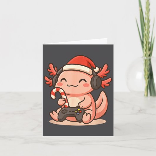 Cute Gamer Axolotl Christmas Design  カード (正面)