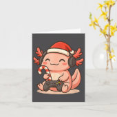 Cute Gamer Axolotl Christmas Design  カード (黄色い花)