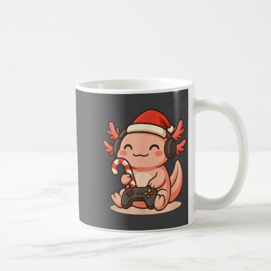 Cute Gamer Axolotl Christmas Design  コーヒーマグカップ (右)