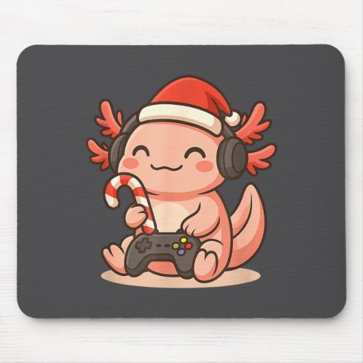 Cute Gamer Axolotl Christmas Design  マウスパッド (正面)