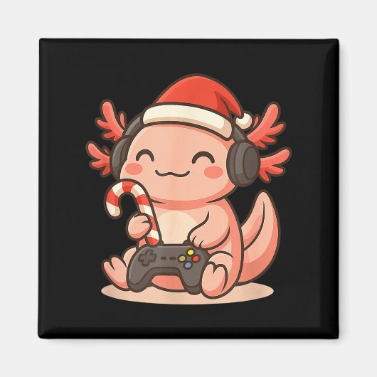 Cute Gamer Axolotl Christmas Design マグネット (正面)