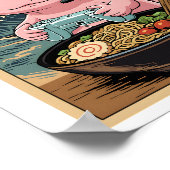 Cute Gamer Axolotl Ramen Japanese Gaming Food Art ポスター (角)