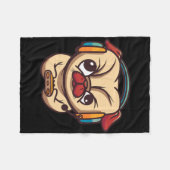 Cute Gaming Dog Video Game Pc Computer Video Game  フリースブランケット (正面(横))