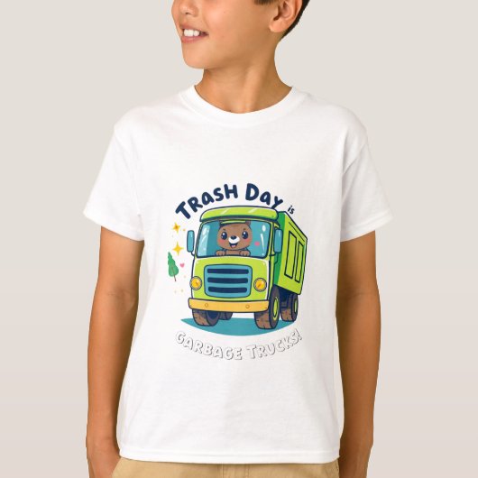 Cute Garbage Truck Trash Truck Tシャツ (正面)