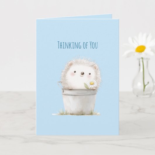 Cute Garden Hedgehog Thinking of you カード (小さな植物)