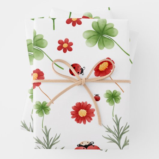 Cute Garden little ladybug baby shower  ラッピングペーパーシート (インサイチュ)