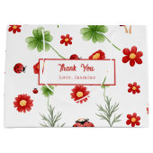 Cute Garden little ladybug baby shower  ラージペーパーバッグ (正面)