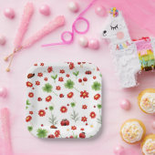 Cute Garden little ladybug baby shower Invitation ペーパープレート (パーティー)