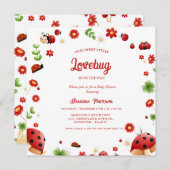 Cute Garden little ladybug baby shower Invitation 招待状 (正面/裏面)
