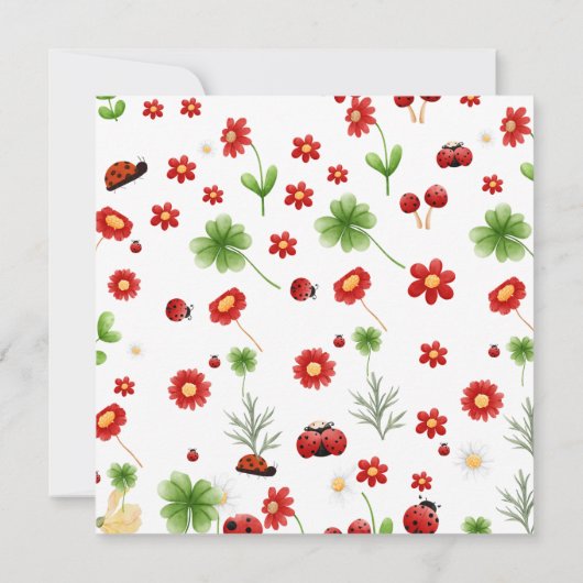 Cute Garden little ladybug baby shower Invitation 招待状 (裏面)
