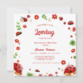 Cute Garden little ladybug baby shower Invitation 招待状 (正面)