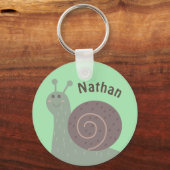 Cute Garden Snail Personalised Kids キーホルダー (正面)