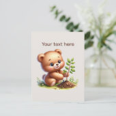 Cute Gardening bear customizable ポストカード (スタンド正面)