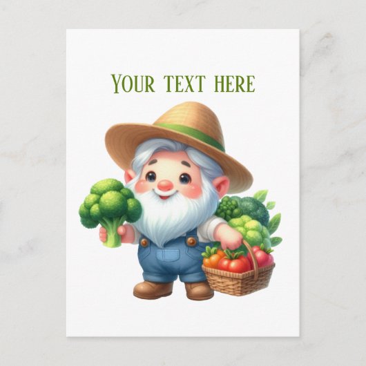 Cute gardening gnome mixed vegetable customizable ポストカード (正面)