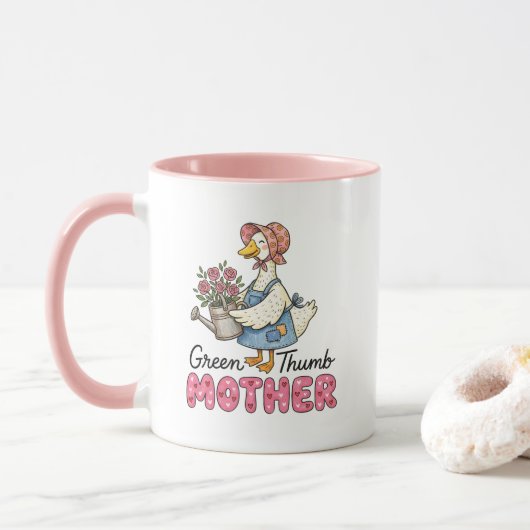 Cute Gardening Mothers goose word art マグカップ (ドーナツ)