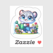 Cute Gardening Snow Leopard Stickers シール (シート)
