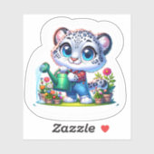 Cute Gardening Snow Leopard Stickers シール (シート)