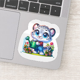 Cute Gardening Snow Leopard Stickers シール