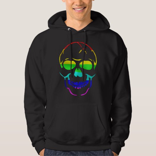 Cute Gay Pride Rainbow Flag Sugar Skull パーカ (正面)