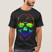 Cute Gay Pride Rainbow Flag Sugar Skull Tシャツ (正面)