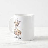 Cute Gazelle Reading a Book Custom コーヒーマグカップ (正面左)