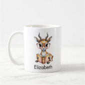 Cute Gazelle Reading a Book Custom コーヒーマグカップ (左)