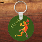 Cute gecko lizard reptile art キーホルダー (正面)