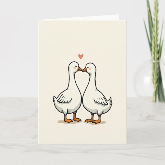 Cute Geese Couple Love Card カード (正面)