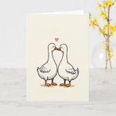 Cute Geese Couple Love Card カード (黄色い花)