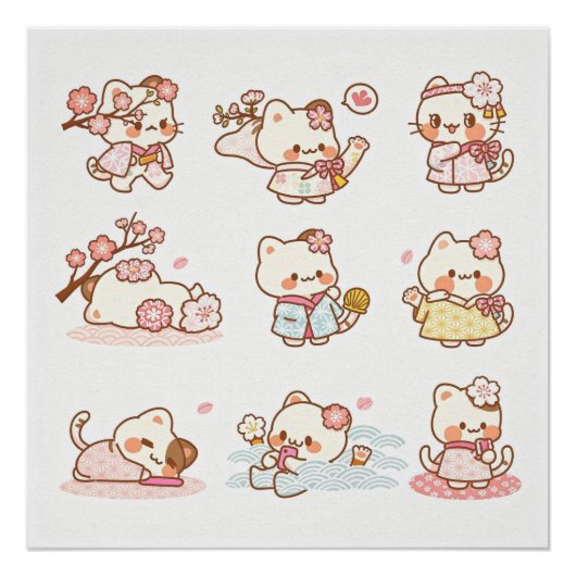 Cute Geisha-style cat ポスター (正面)