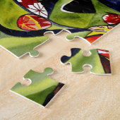 Cute Geisha with green kimono original art ジグソーパズル (側面)