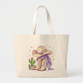 Cute Gen Z Western Boho Cowgirl Fashion Accessory ラージトートバッグ