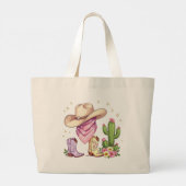 Cute Gen Z Western Boho Cowgirl Fashion Accessory ラージトートバッグ (裏面)