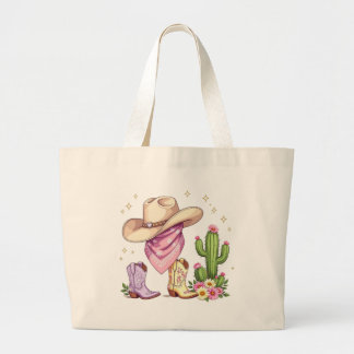 Cute Gen Z Western Boho Cowgirl Fashion Accessory ラージトートバッグ