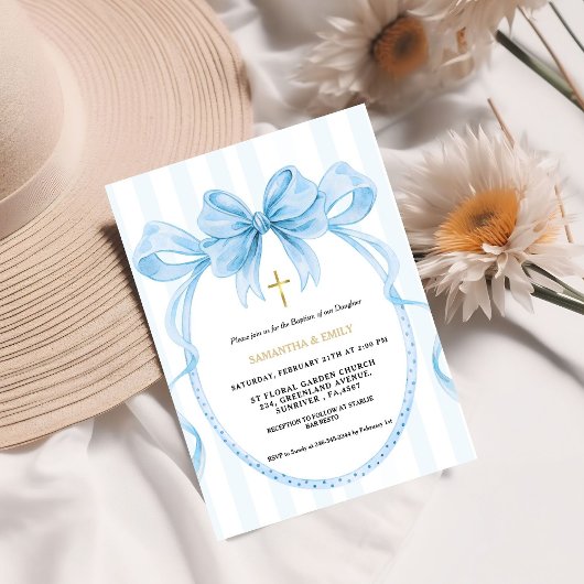 Cute Gender Neutral Coquette Baptism 招待状