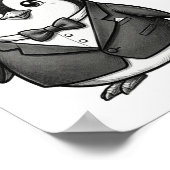 Cute Gentleman Penguin Tuxedo Sketch ポスター (角)