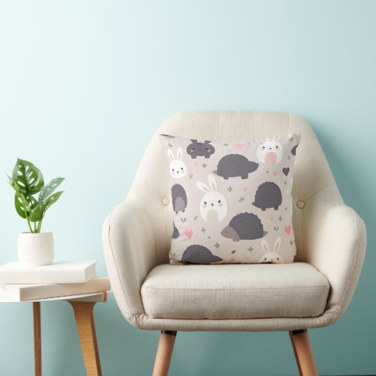 Cute Geometric Animals in Pastel クッション (椅子)