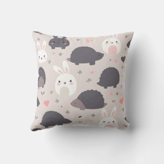 Cute Geometric Animals in Pastel クッション